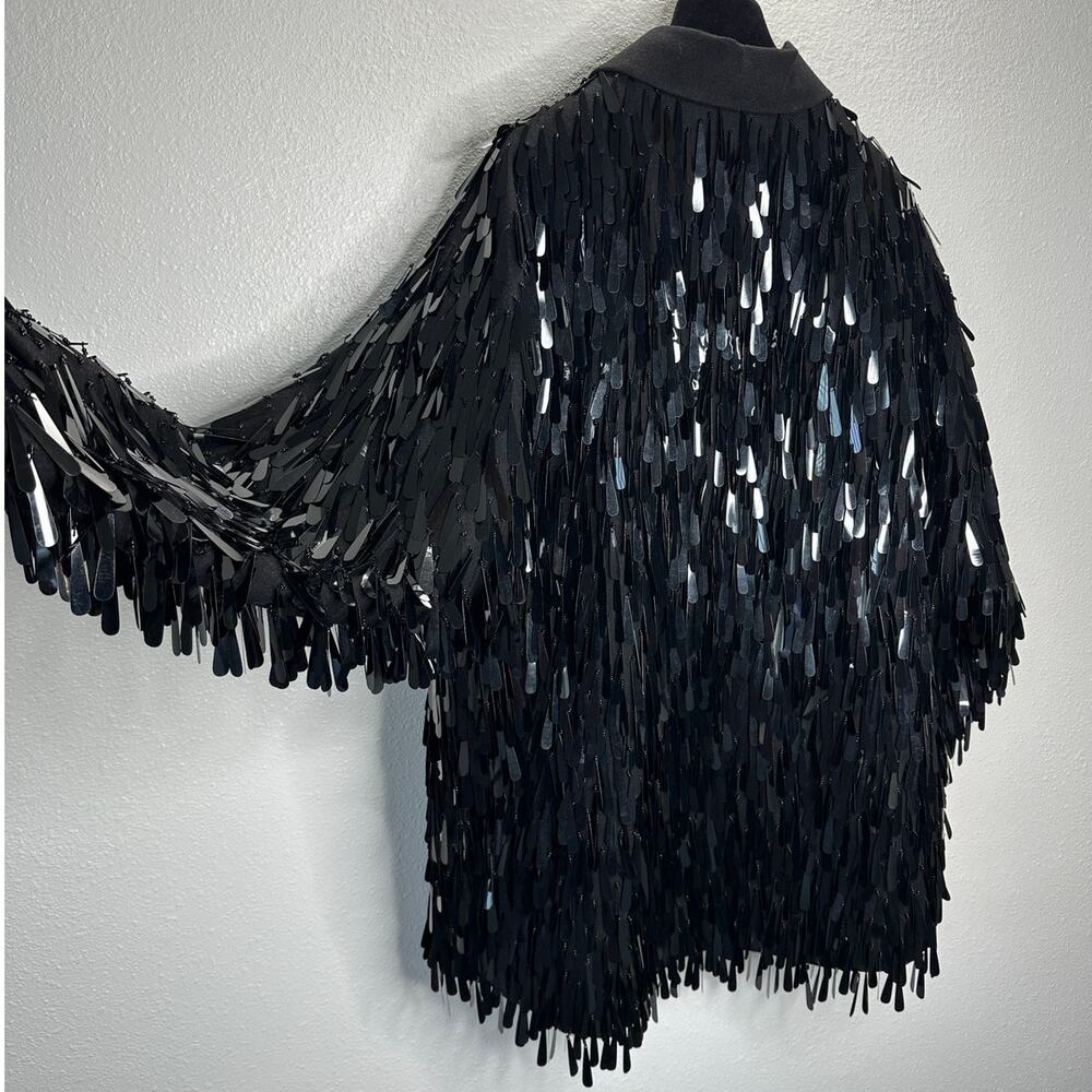 Valentino Garavani Black Sequin Fringe Shirt Jacket Medium - Picture 10 of 13